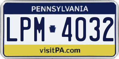 PA license plate LPM4032