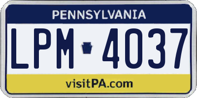 PA license plate LPM4037