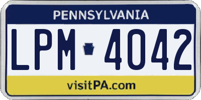 PA license plate LPM4042