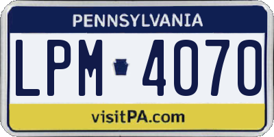 PA license plate LPM4070