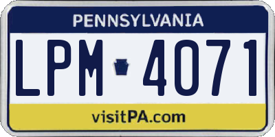 PA license plate LPM4071