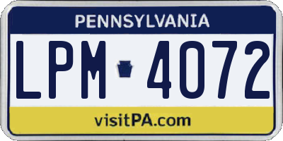 PA license plate LPM4072
