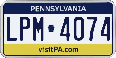 PA license plate LPM4074