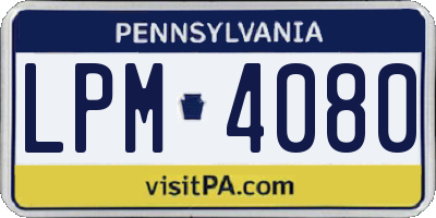 PA license plate LPM4080