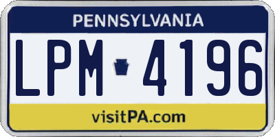 PA license plate LPM4196