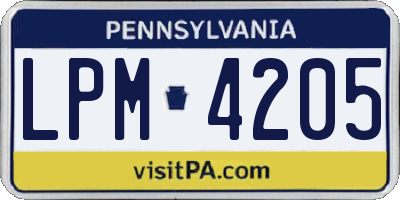 PA license plate LPM4205