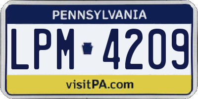PA license plate LPM4209