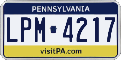 PA license plate LPM4217