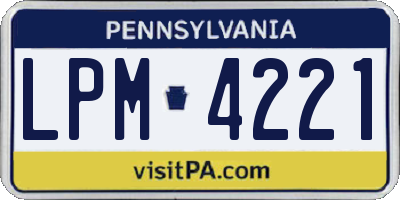 PA license plate LPM4221