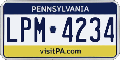 PA license plate LPM4234