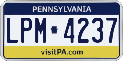 PA license plate LPM4237