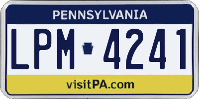 PA license plate LPM4241