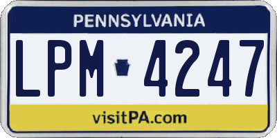 PA license plate LPM4247