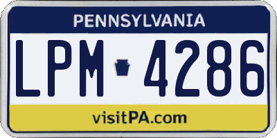 PA license plate LPM4286