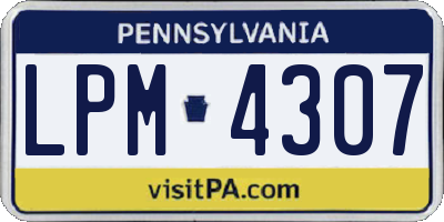 PA license plate LPM4307