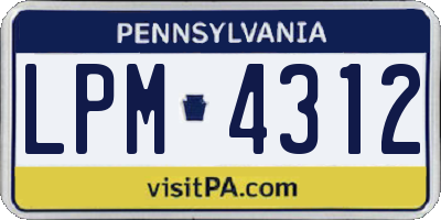 PA license plate LPM4312