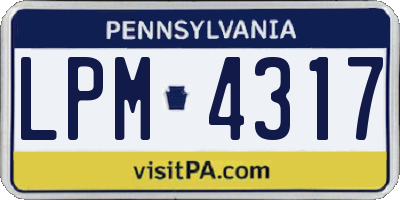 PA license plate LPM4317