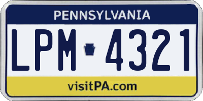 PA license plate LPM4321