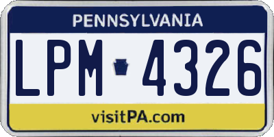 PA license plate LPM4326