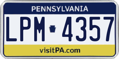 PA license plate LPM4357