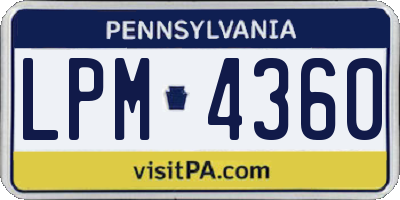 PA license plate LPM4360
