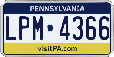 PA license plate LPM4366