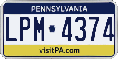 PA license plate LPM4374