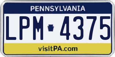 PA license plate LPM4375