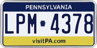 PA license plate LPM4378