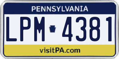 PA license plate LPM4381