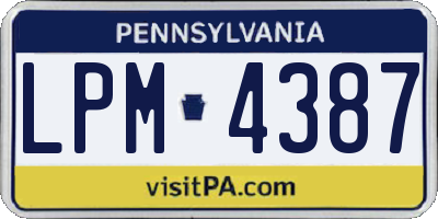 PA license plate LPM4387