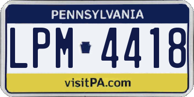 PA license plate LPM4418