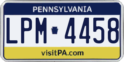 PA license plate LPM4458