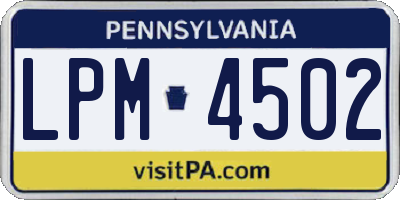 PA license plate LPM4502