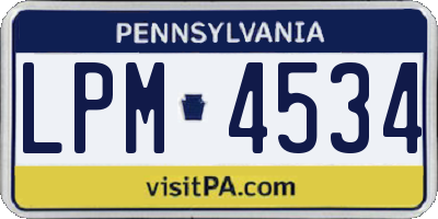 PA license plate LPM4534