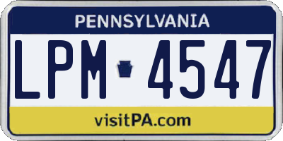 PA license plate LPM4547