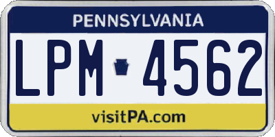 PA license plate LPM4562