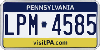PA license plate LPM4585
