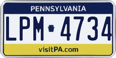 PA license plate LPM4734