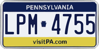 PA license plate LPM4755