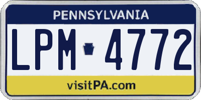 PA license plate LPM4772