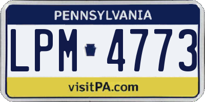 PA license plate LPM4773