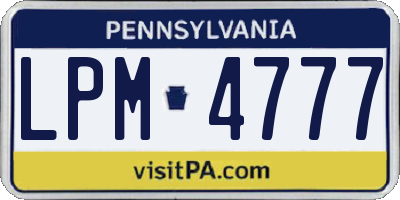 PA license plate LPM4777