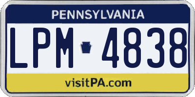 PA license plate LPM4838