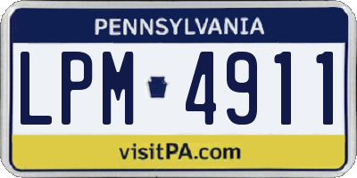 PA license plate LPM4911