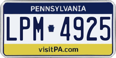 PA license plate LPM4925