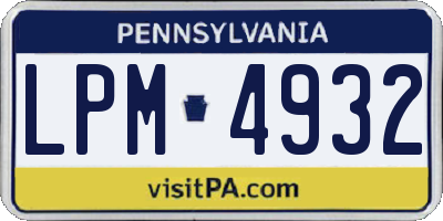 PA license plate LPM4932