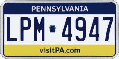 PA license plate LPM4947