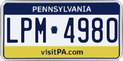 PA license plate LPM4980