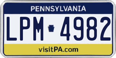 PA license plate LPM4982
